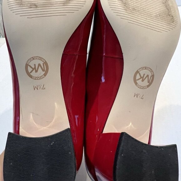 Michael Michael Kors Red Patent Leather with Silver Buckle Pump Size 7.5 M - Picture 4 of 9